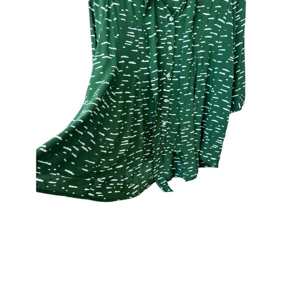 Maeve Women's Button Front Tie Collar 3/4 Sleeve Swing Tunic Blouse Green Small - Picture 5 of 9